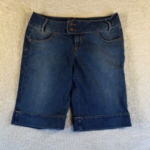 VTG Y2K DKNY Jeans Denim Bermuda Shorts Blue Womens Size 10